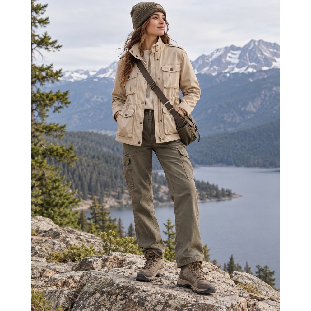 Gap Womens XL New Classic Utility Jacket Cream Caramel Tan Field Coat gorpcore